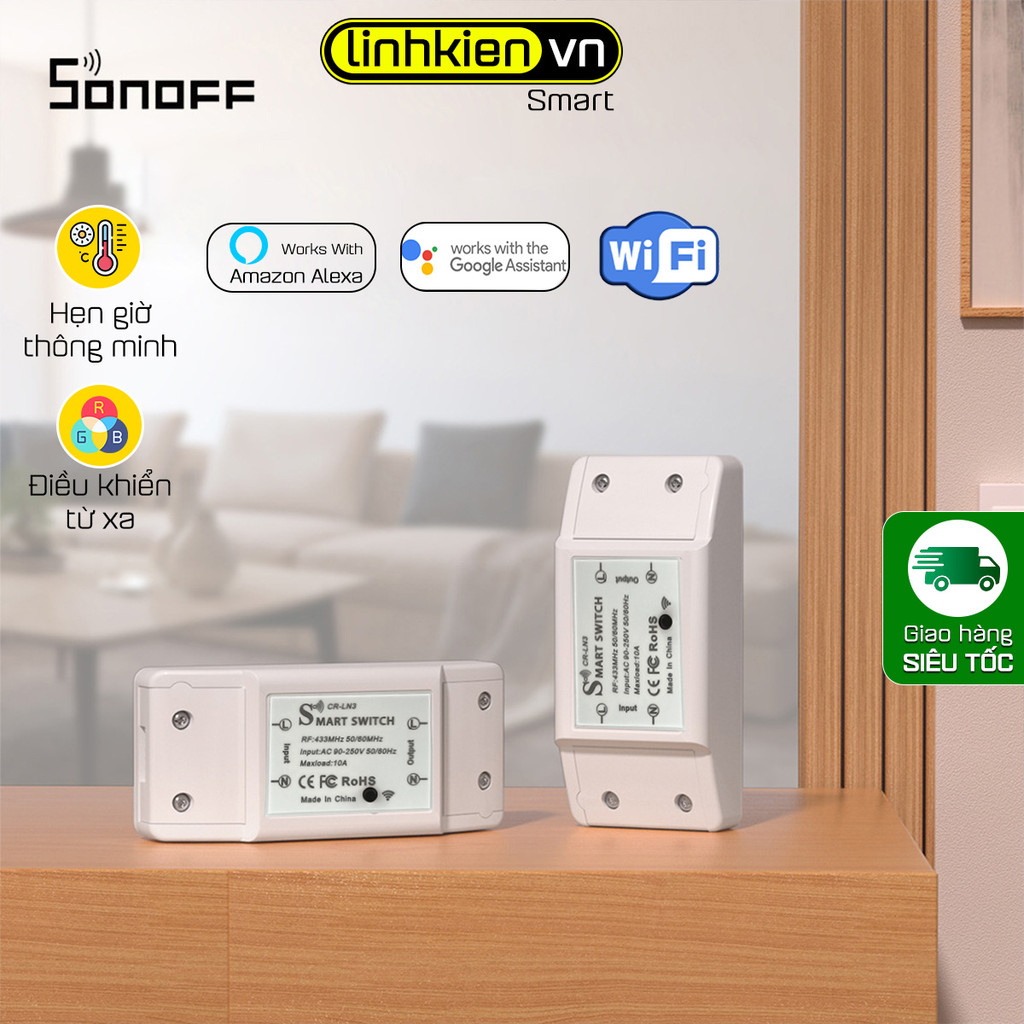 Công tắc thông minh Wifi Tuya Sonoff Điều Khiển Từ Xa Thông Minh bằng điện thoại app Smartlife Eweli