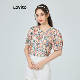 Lovito Áo sơ mi họa tiết hoa phong cách Boho Ditsy cho Nữ L89ED291