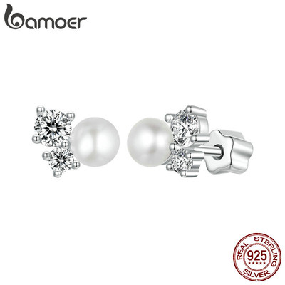 Bamoer 925 Sterling Sliver Bông Tai Lấp Lánh Moissanite Trang Sức Quà Tặng MSE066