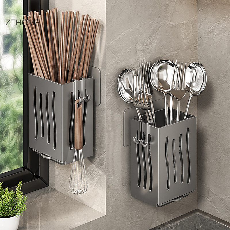 Zthome 1 Miếng Dụng Cụ Nhà Bếp Giá Đỡ Chop Thoát Nước, Hộp Bảo Quản Dao Kéo Treo Tường Hoặc Độc Lập, Nhựa HOT
