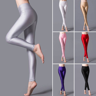 Phụ Nữ Nhiều Màu Legging Skinny Quần Co Giãn Cao Thường Ngày Huỳnh Quang Sáng Bóng Quần Legging