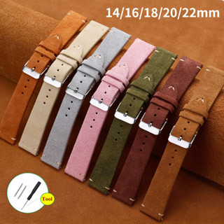 Dây đeo đồng hồ da thật da lộn 14mm 16mm 18mm 20mm 22mm Dây đeo đồng hồ bằng da bò Vòng đeo tay Dây đeo đồng hồ cho đồng hồ cơ thạch anh dành cho nam nữ cổ điển DW