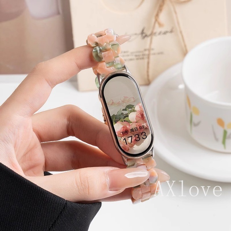 Dây Đeo Cho Xiaomi Mi Band 9 8 NFC Vòng Tay Cho Mi Band 9 Mi Band 8 Dây Đồng Hồ Thời Trang Nhựa Acry