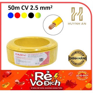 (Lẻ 50 mét) Dây điện Cadivi 2.5 đơn 7 sợi đồng bên trong CV2.5