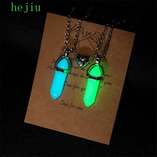 Hejiu Cặp Đôi Phù Hợp Với Vòng Cổ, Mặt Dây Chuyền Trụ Lục Giác, Tình Bạn Thời Trang Dạ Quang Hình Học Người Yêu Cổ Dây Chuyền Trang Sức Quà Tặng
