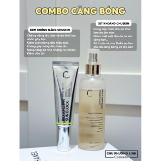 Combo Xịt Khoáng Đa Nhiệm & Kem Chống Nắng Nâng Tone Chuskin – Cấp ẩm, kiềm dầu, bảo vệ da SPF50+ PA++++ CB0136
