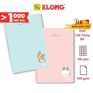 Sổ may dán gáy B5 Klong giấy kẻ ngang/dotgird/caro VPPKLONG, cuốn tập vở Klong nhiều mẫu