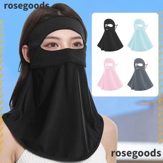 Khăn Bảo Vệ Chống Nắng ROSEGOODS1, UPF50 + Chống Tia UV Mùa Hè Thoáng Khí, Băng Lụa Quấn Mặt Cổ Vai Dài Viền Mặt Cho Nữ