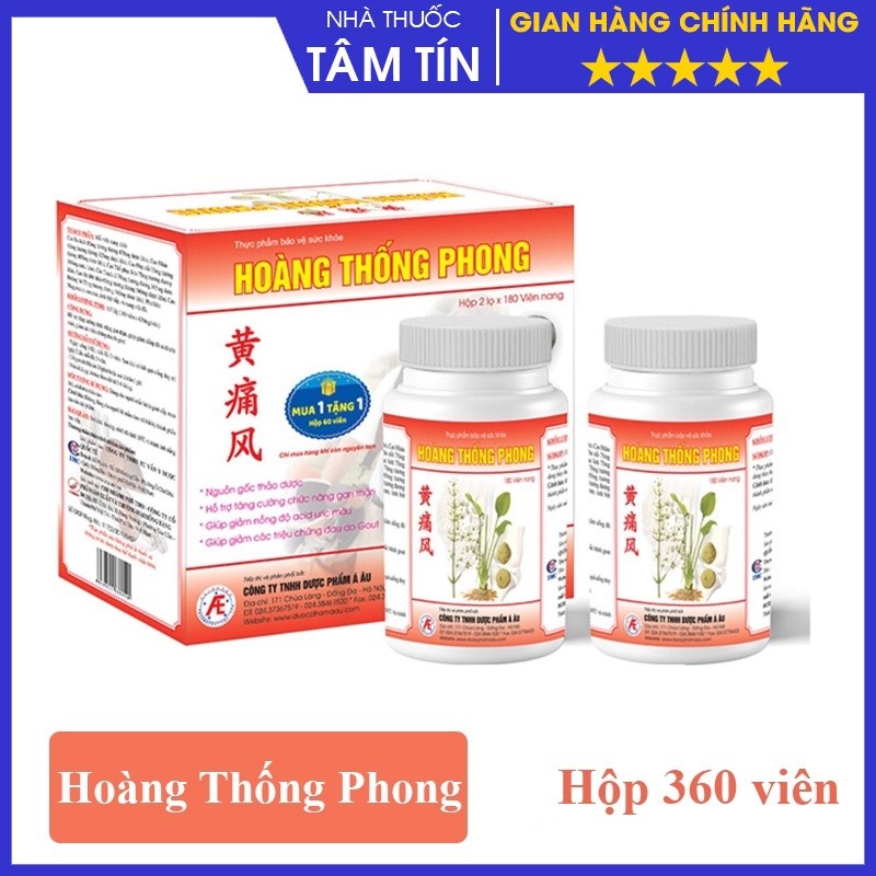 Hoàng thống phong - Viên uống giảm đau do gout ⚡Mua 1 tặng 1⚡Hộp 2 lọ x 180 viên giảm mỡ máu acid uric máu