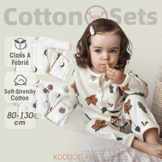 Đồ Ngủ Trẻ Em Bé Gái Bắc Âu Waffle Pyjama Set 80-120cm Thoáng Khí Cotton Váy Ngủ