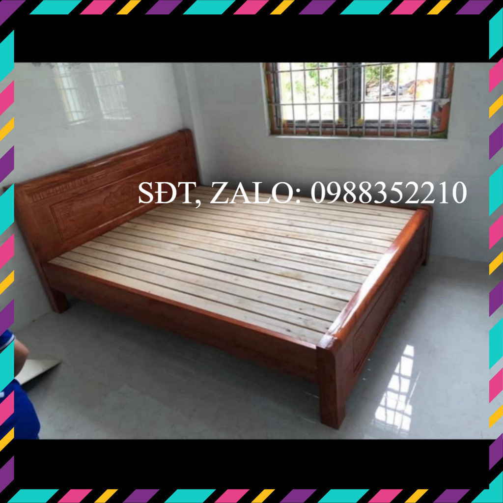 Giường gỗ sồi cao cấp gọn gàng, giường nằm ngủ gỗ tự nhiên 1m6x2m, 1m8x2m - bh 12