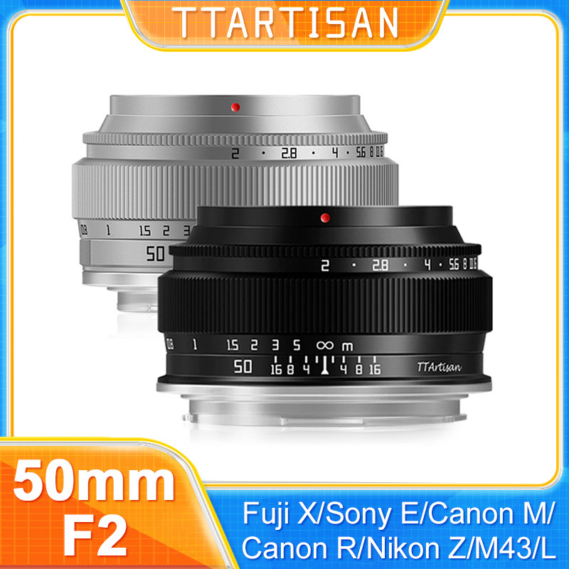  Ttartisan 50mm F2 Lấy nét thủ công Full Frame Prime Ống kính máy ảnh không gương lật cho Sony E A7CII A7CR Fujifilm XF Canon EOS M Nikon Z Olympus M43 Ống kính máy ảnh 