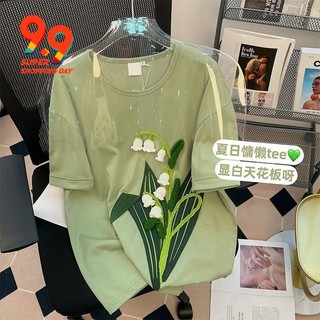 Áo Thun Tay Ngắn Chất Liệu 100% Cotton In Họa Tiết Hoa Thời Trang Có Size Lớn Cho Nam Và Nữ 150kg