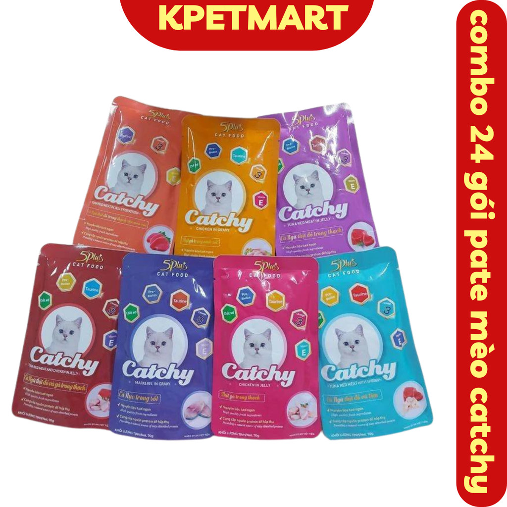 Combo 24 gói Pate Cho Mèo Catchy gói 70g - KPETMART - Thức ăn Dinh Dưỡng Dạng Ướt Cho Mèo - Xốt Mèo 