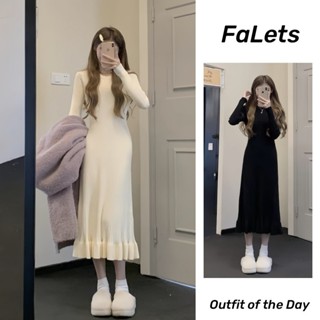 Đầm body đầm maxi Đầm babydoll dệt kim dáng ôm dài thời trang thu đông mới 2024 cho nữ