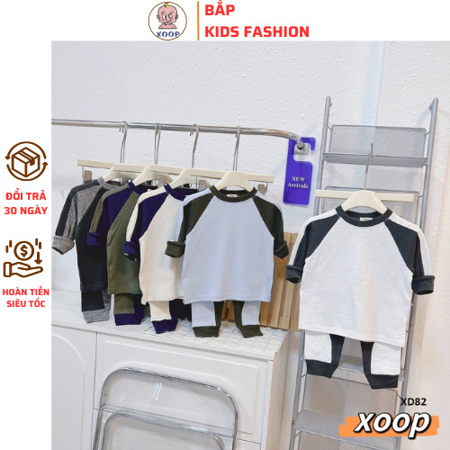 (10-21kg) Bộ dài tay XOOP raglan cotton rip phối tay chân basic cho bé  XD82 Bắp Kids Official Store