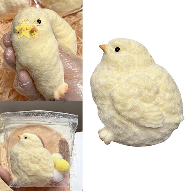 [JBTH] Squishy Chicken Kawaii Handmade Silicone Mềm Flocked Yellow Chicken Seal Soft Chicken Kids Đồ