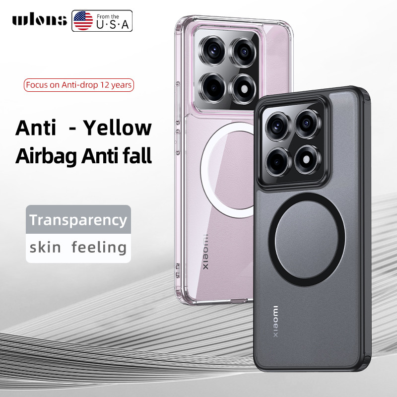 Dành cho Xiaomi 14T, 14T Pro Ốp lưng ELVEV Túi khí chống sốc Vỏ bảo vệ mờ trong suốt chống màu vàng