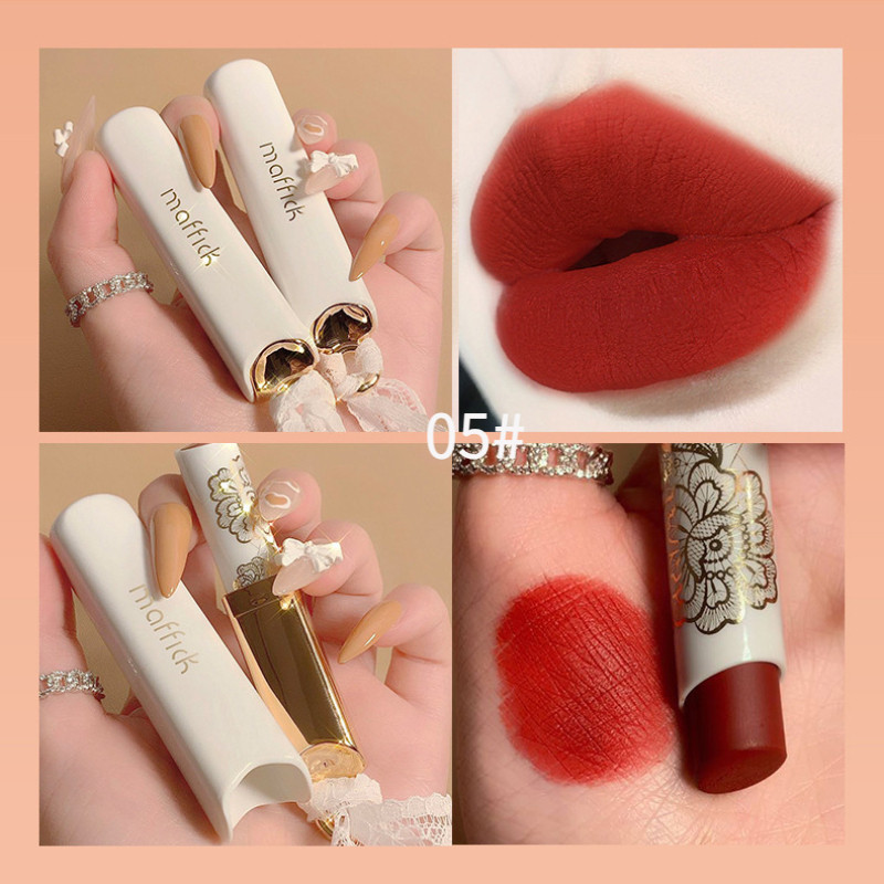 Maffick Son Môi Ren Matte Son Môi Vintage Nuôi Dưỡng Dưỡng Ẩm Lâu Dài Màu Kết Xuất Son Môi Môi Môi Men Môi Trang Điểm Môi