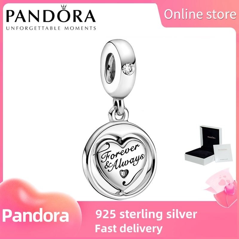 PANDORA bạc S925 [799266C01] Spinning Forever & Always Soulmate Dangle Charm