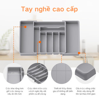 Khay chia thìa dĩa đũa nhựa dầy dặn trong ngăn kéo tủ bếp HAPPY