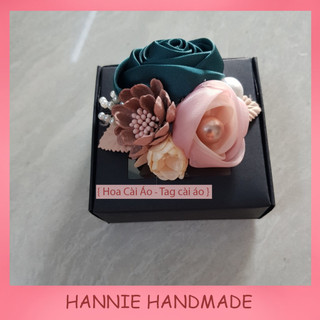 Hoa Cài Áo Handmade  hoa hồng cuộn mix phối phụ kiện [𝗛𝗔𝗡𝗡𝗜𝗘 𝗛𝗔𝗡𝗗𝗠𝗔𝗗𝗘]