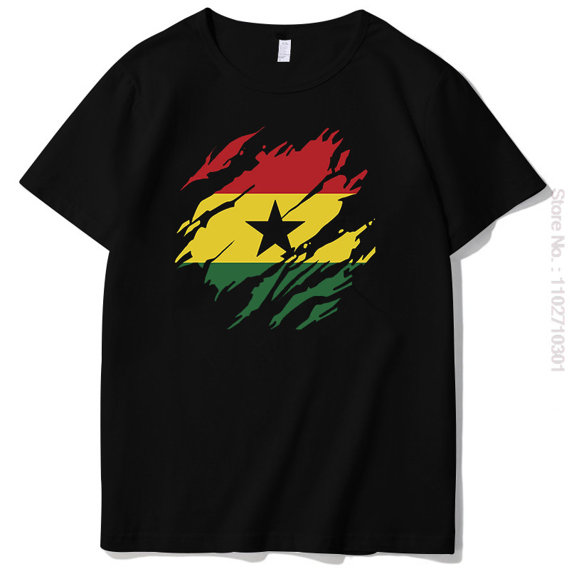 2024 bánh quế cho bạn bè Torn Ghana Cờ Áo thun nam Ghana in họa tiết áo xs-3xl