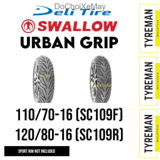  Vỏ Lốp Deli Tire Swallow Cho SH 125 150 160 300i 350i Quantum các đời gai City Grip size 100 110 120 130 bánh 16 
