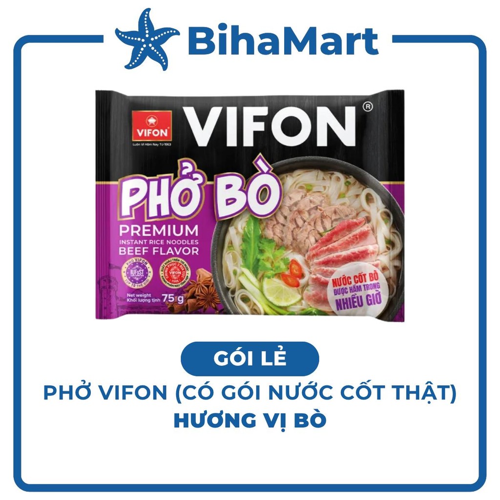 [GÓI LẺ] - VIFON - Phở Vifon có gói xốt thịt hương vị Bò, Phở bò Vifon có gói nước cốt thịt, Phở ăn 