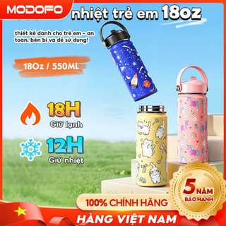  MODOFO Ly giữ nhiệt trẻ em cách nhiệt chai nước nóng lạnh bằng thép không gỉ dễ thương phim hoạt hình cốc nước di động 