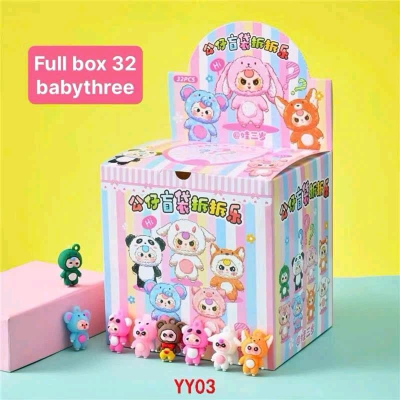 [Full box] Hộp túi mù bất ngờ 32 móc khoá baby three - quà tặng cho bé, móc khoá túi mù bất ngờ cho 