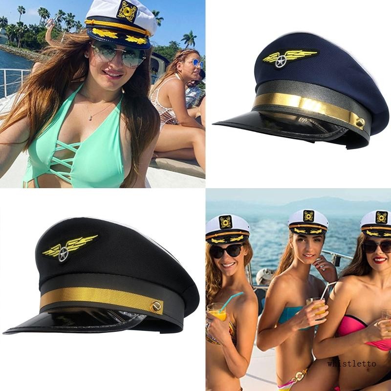 All-match  Hat with Badge Aviation Cap Adjustable Captain Hat for Men Women