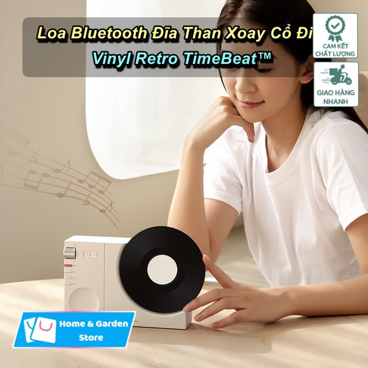 [HCM] - Loa Bluetooth Đĩa Than Xoay Vinyl Retro TimeBeat™ Cao Cấp - Home & Garden Store