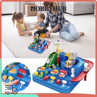 HOBBYHUB Racing Rail Car Model, Tương tác giữa cha mẹ và con cái Quán tính Coastdown Car Challenge Adventure Toy, Trò chơi phiêu lưu theo dõi bằng nhựa màu đỏ và xanh vui nhộn