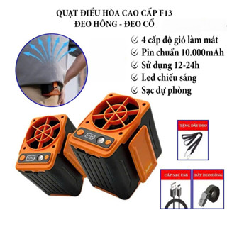  Quạt Mini Đeo Thắt Lưng F13 Hàng Loại 1 - Chạy Liên Tục 15-48h Tích Hợp Sạc Dự Phòng 10000mA-NCH 