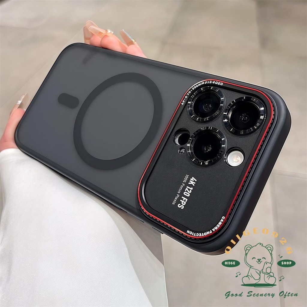 Lycra Cửa sổ lớn từ tính Vỏ điện thoại iphone16 Pro Max 15 14 vỏ cho vỏ iPhone Vỏ mềm silicon TPU Acrylic chống sốc