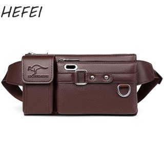 HEFEI Gói thắt lưng Điện thoại di động Túi đeo ngực đen / nâu Ví da PU Vỏ bảo vệ Túi đựng điện thoại