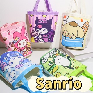 Sanrio Túi Vải Dễ Thương Hoạt Hình Kuromi Melody Cinnamoroll Hello Kitty Tote Túi Xách Sinh Viên Mini Cầm Tay Túi Vải