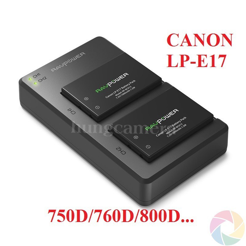 Bộ pin sạc Ravpower LP-E17 cho CANON 750D/760D/800D/M3/M5/M6… Chính hãng
