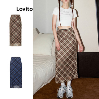 Chân váy xòe Lovito 2 lớp họa tiết kẻ sọc phong cách preppy cho nữ L58AD073 (Nhiều màu)