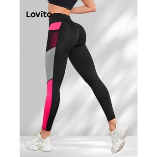 Lovito Quần legging thể thao trơn màu trơn thể thao cho nữ LNL60196