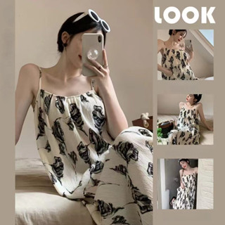 Váy 2 dây trễ vai hoa nhí Váy đi biển Đầm hai dây maxi dáng dài Váy ngủ hai dây dài phong cách Hàn Quốc mùa hè mẫu mới Váy rộng rãi phục vụ tại nhà