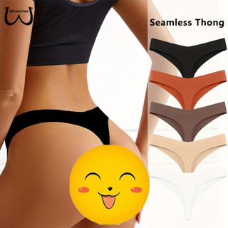 Zxyouping 3 chiếc Quần lót hở chữ V trơn liền mạch thoải mái & thoáng khí, Quần lót thân thiết, Dây chữ G eo thấp gợi cảm, Đồ lót & đồ lót nữ mềm mại và thoải mái