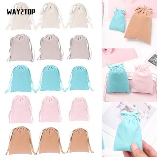 WAY2TOP dây rút đựng trang sức bằng vải nhung nỉ nhiều màu tuỳ chọn thời trang