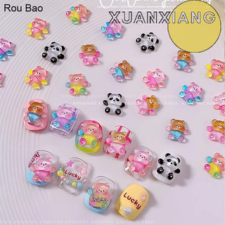 50 Phụ kiện trang trí móng tay nghệ thuật ROU BAO hình gấu trúc dễ thương DIY