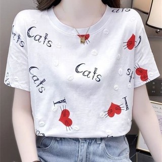 Áo Phông Nữ Ngắn Tay Áo Mùa Hè Tay Lỡ Màu Trắng Áo Mùa Hè Nữ rộng rãi phong cách Hàn Quốc mẫu mới năm 2024