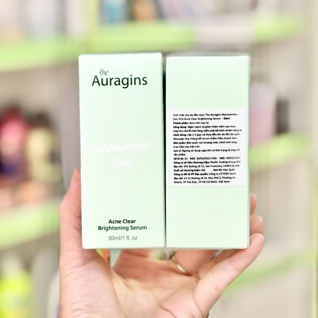 Tinh Chất Serum Giảm Mụn, Làm Sáng Da The Auragins Niacinamide Zinc Acne Clear Brightening Serum 30ml