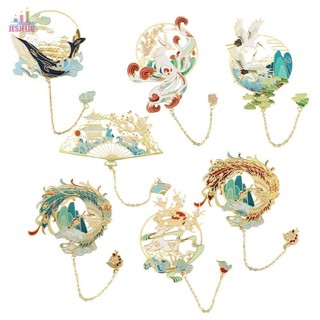 Jesjeliu bookmark viền phong cách trung hoa mặt dây chuyền rỗng quà tặng học sinh trường vật dụng văn phòng kẹp sách