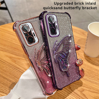 Clear Bling Long Lanh Silicon Mềm Chống Sốc Giá Đỡ Điện Thoại Dành Cho Xiaomi Redmi Note 10 Pro Max 4G Ốp Lưng Có Phim Camera Bảo Vệ Mạ Vỏ Điện Thoại