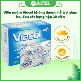  Viên ngậm Viacol không đường hỗ trợ giảm ho đau rát họng hộp 20 viên 